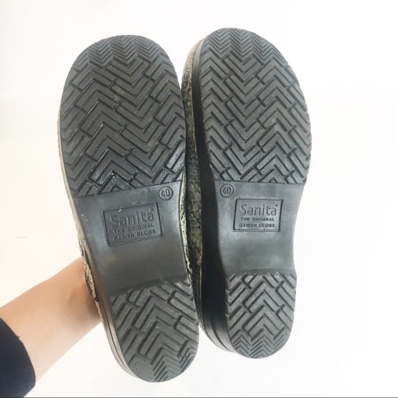 Sanita Reptile Embossed Clogs Green Leather Snakeskin Comfort Shoe Danish 40 - Picture 6 of 12